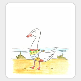 Swan wearing sweater Sticker